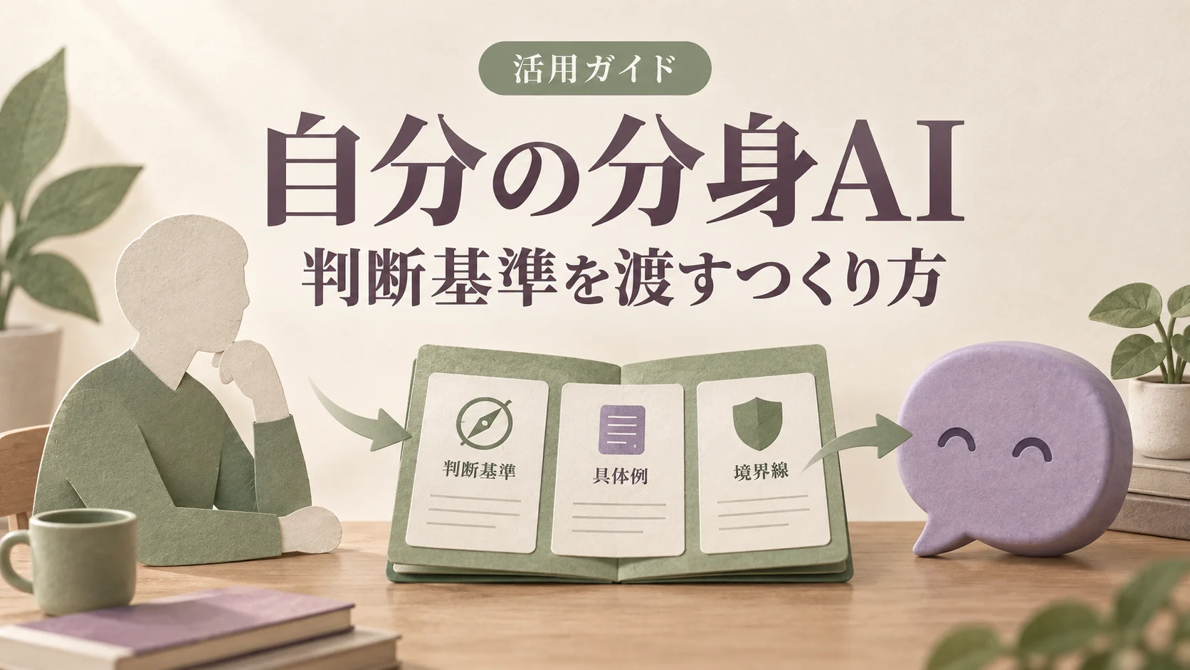 人の判断基準・具体例・境界線をチャットへ渡すイメージ